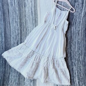 Girls White Midi Sundress
